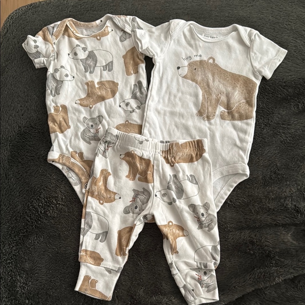 Adorable Bear Print Kids One Piece Set